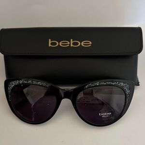 Bebe Black Sparkle Cat-Eye Sunglasses